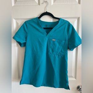 FIGS teal one pocket scrub top size S